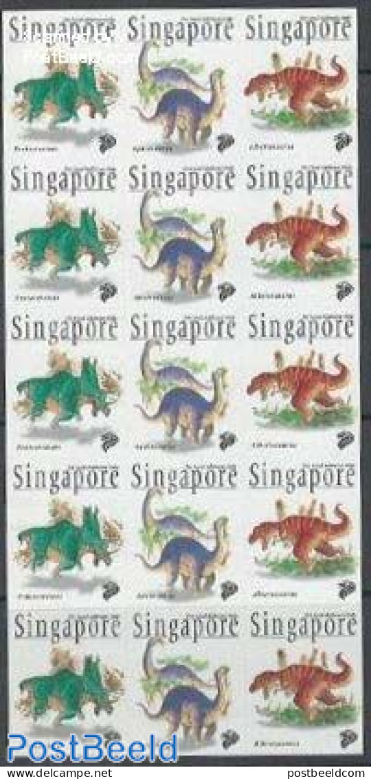 Singapore 1998 Prehistoric Animals 5x3v M/s, Mint NH, Nature - Prehistoric Animals - Préhistoriques
