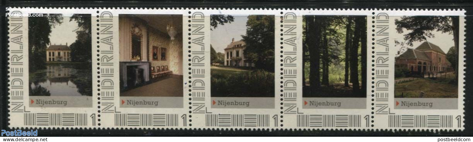 Netherlands - Personal Stamps TNT/PNL 2012 Nijenburg 5V [::::], Mint NH, Nature - Trees & Forests - Castles & Fortific.. - Rotary, Lions Club