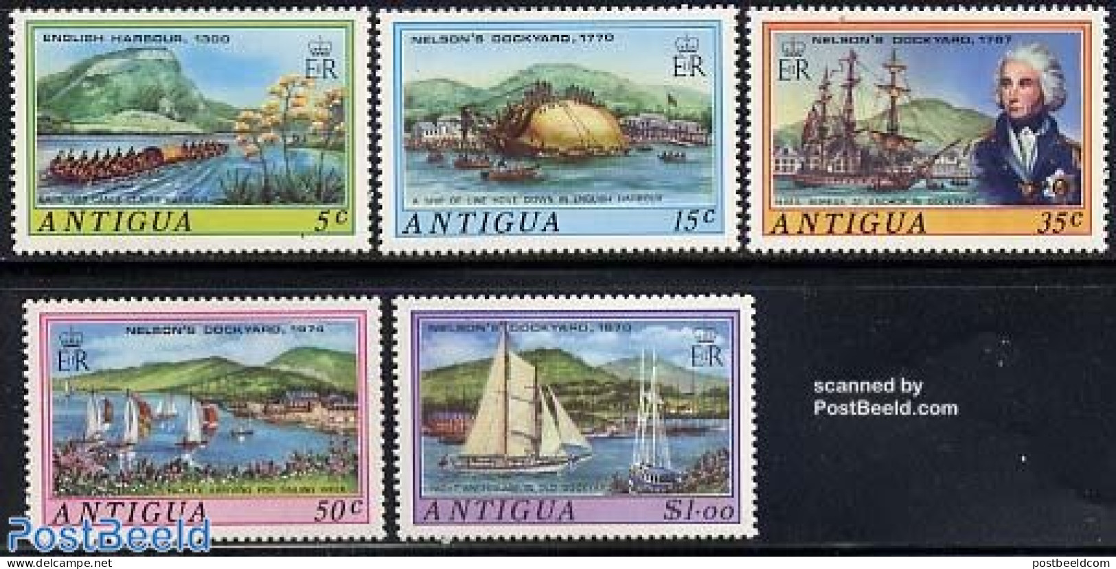 Antigua & Barbuda 1975 Nelson Dockyard 5v, Mint NH, Transport - Ships And Boats - Boten