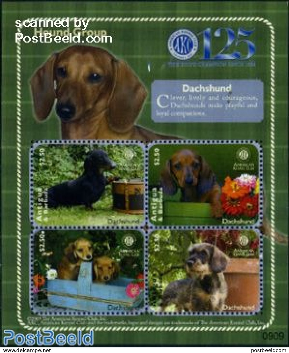 Antigua & Barbuda 2009 Dachshund 4v M/s, Mint NH, Nature - Dogs - Antigua Et Barbuda (1981-...)