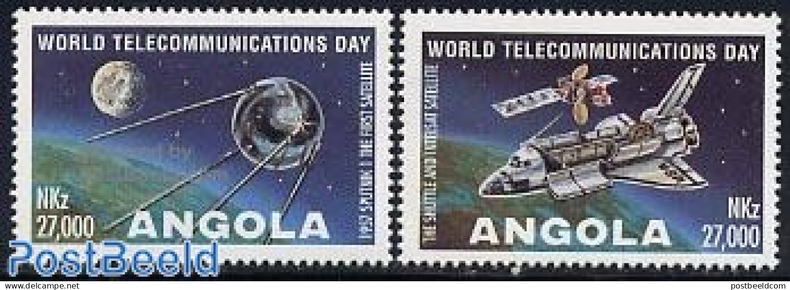 Angola 1995 World Telecommunication Day 2v, Mint NH, Science - Transport - Telecommunication - Space Exploration - Télécom