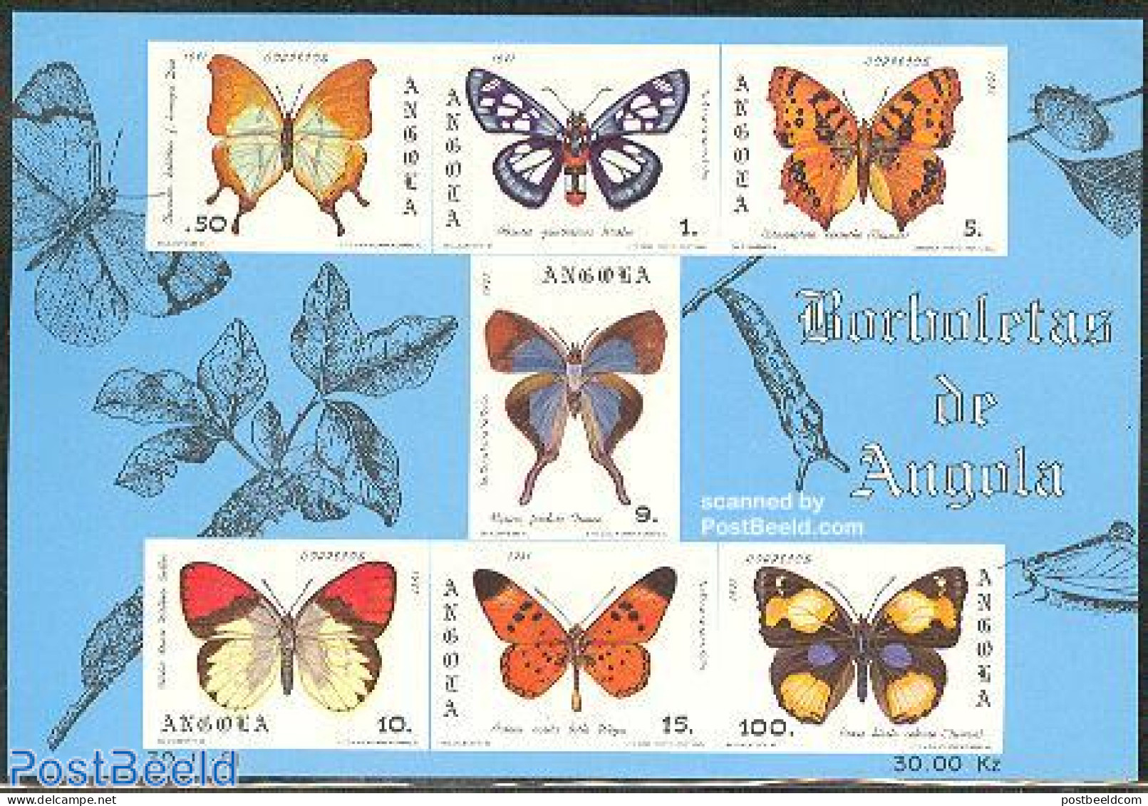 Angola 1982 Butterflies S/s, Mint NH, Nature - Butterflies - Angola