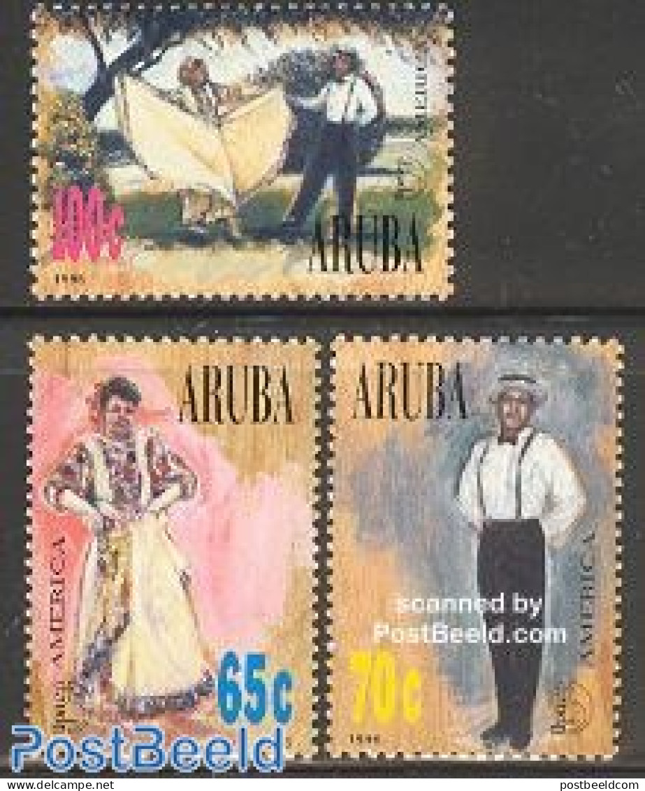 Aruba 1996 UPAEP 3v, Mint NH, Performance Art - Various - Dance & Ballet - U.P.A.E. - Costumes - Dans