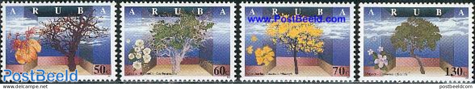 Aruba 1997 Trees 4v, Mint NH, Nature - Trees & Forests - Rotary, Lions Club