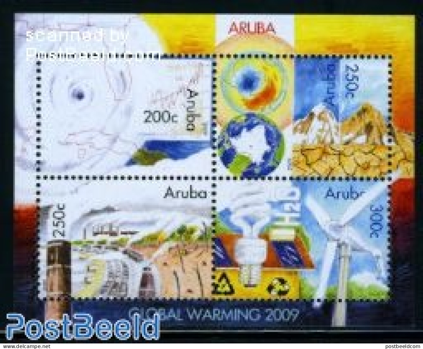 Aruba 2009 Global Warming 4v M/s, Mint NH, Nature - Various - Environment - Mills (Wind & Water) - Protection De L'environnement & Climat