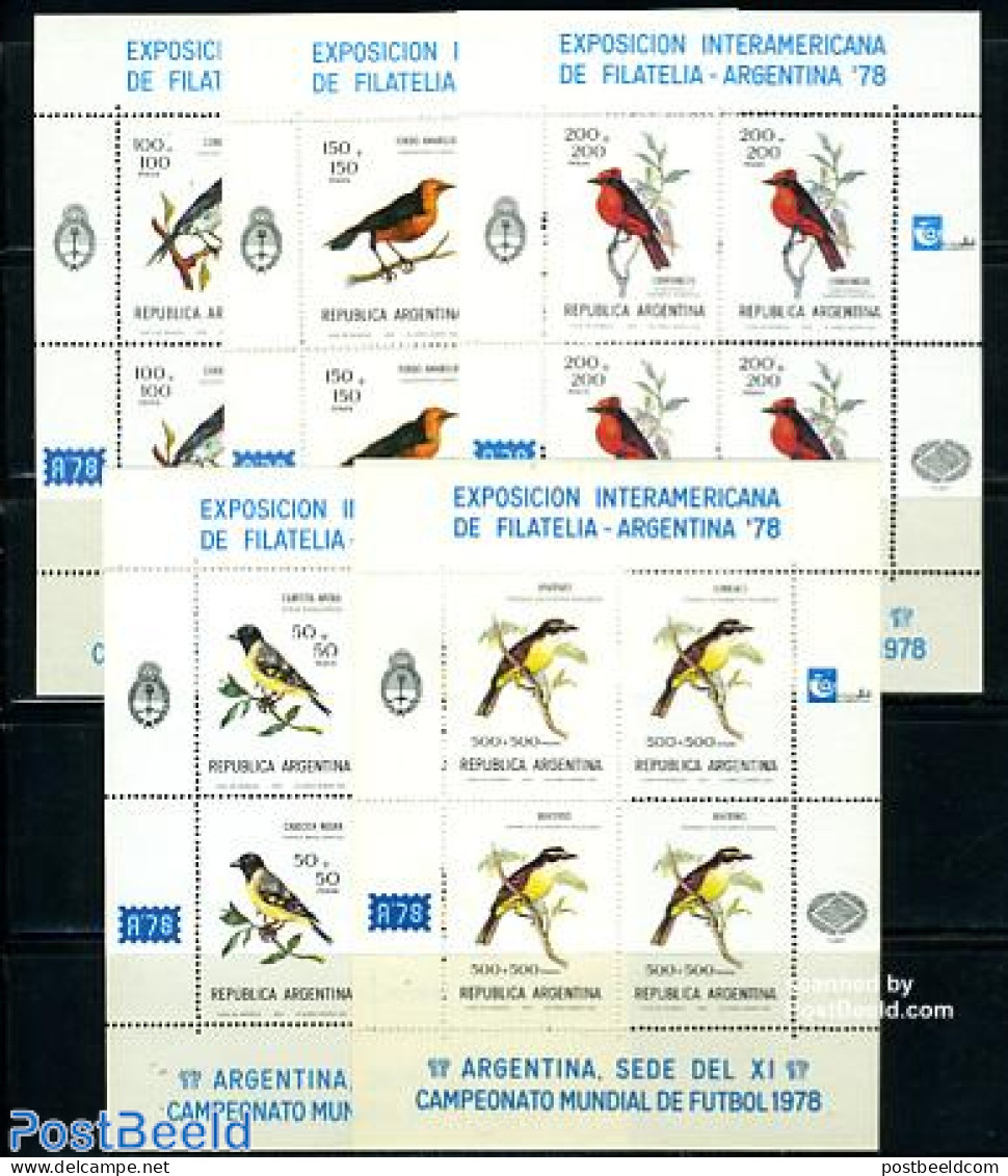 Argentina 1978 Argentina, Birds 5 M/s, Mint NH, Nature - Birds - Ungebraucht