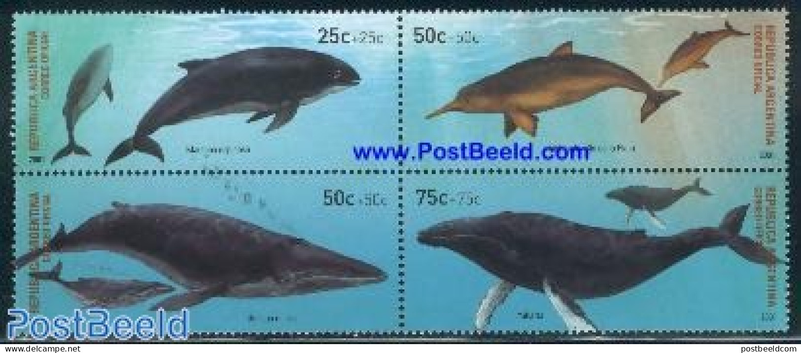 Argentina 2001 Sea Mammals 4v [+], Mint NH, Nature - Sea Mammals - Unused Stamps
