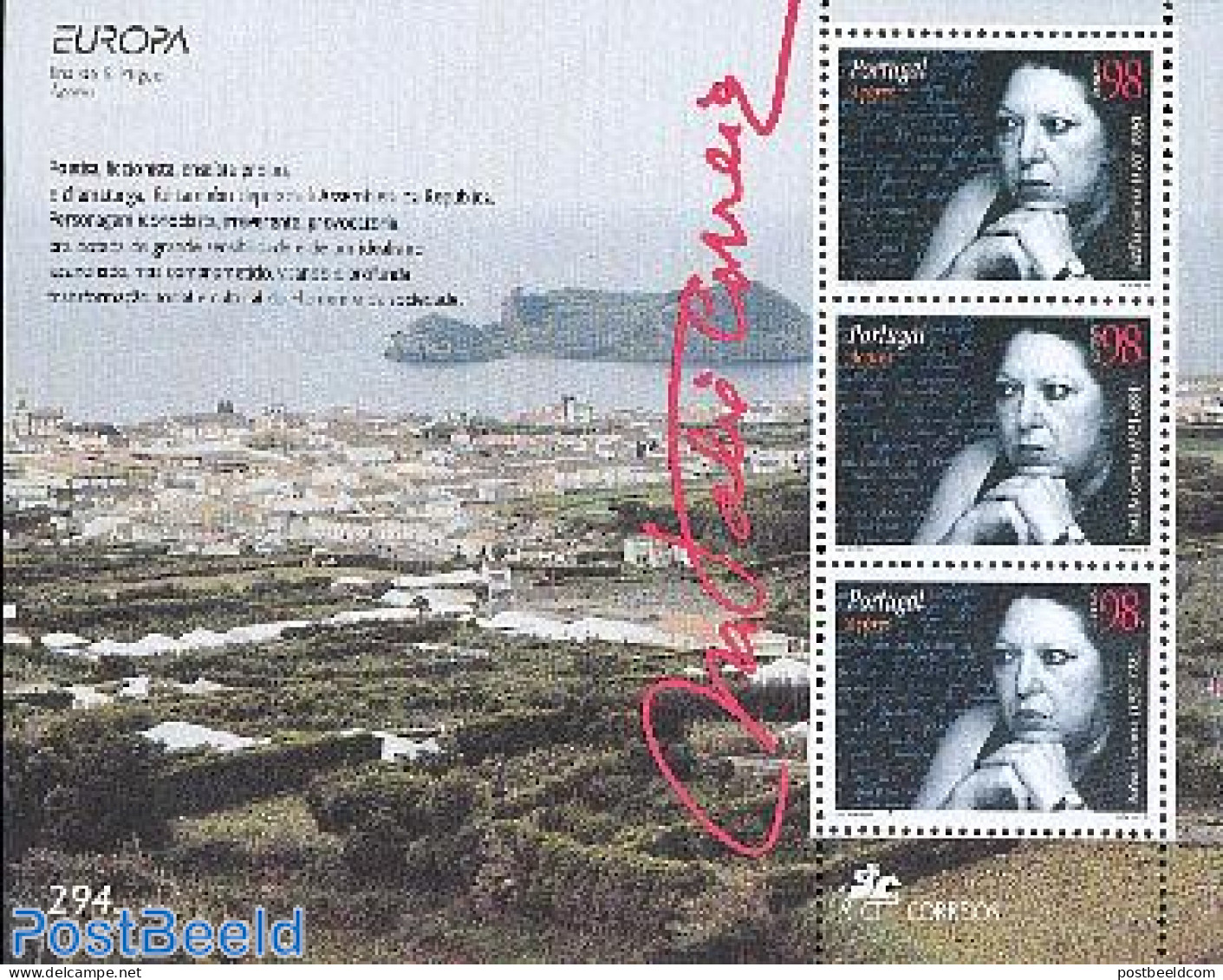 Azores 1996 Europa, Natalia Correia S/s, Mint NH, History - Europa (cept) - Women - Art - Authors - Handwriting And Au.. - Non Classés