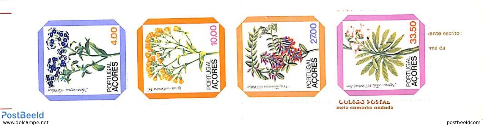 Azores 1982 Flowers Booklet, Mint NH, Nature - Flowers & Plants - Stamp Booklets - Non Classificati