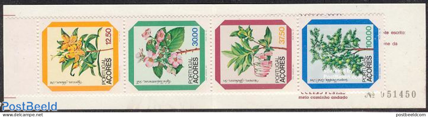 Azores 1983 Flowers Booklet, Mint NH, Nature - Flowers & Plants - Stamp Booklets - Non Classificati