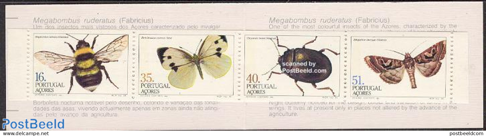 Azores 1984 Insects Booklet, Mint NH, Nature - Butterflies - Insects - Stamp Booklets - Ohne Zuordnung