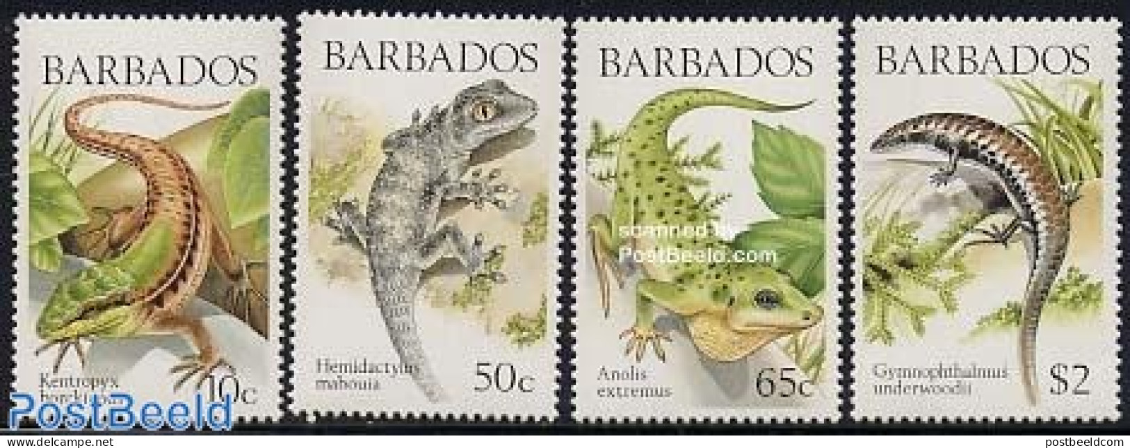 Barbados 1988 Lizards 4v, Mint NH, Nature - Reptiles - Barbades (1966-...)