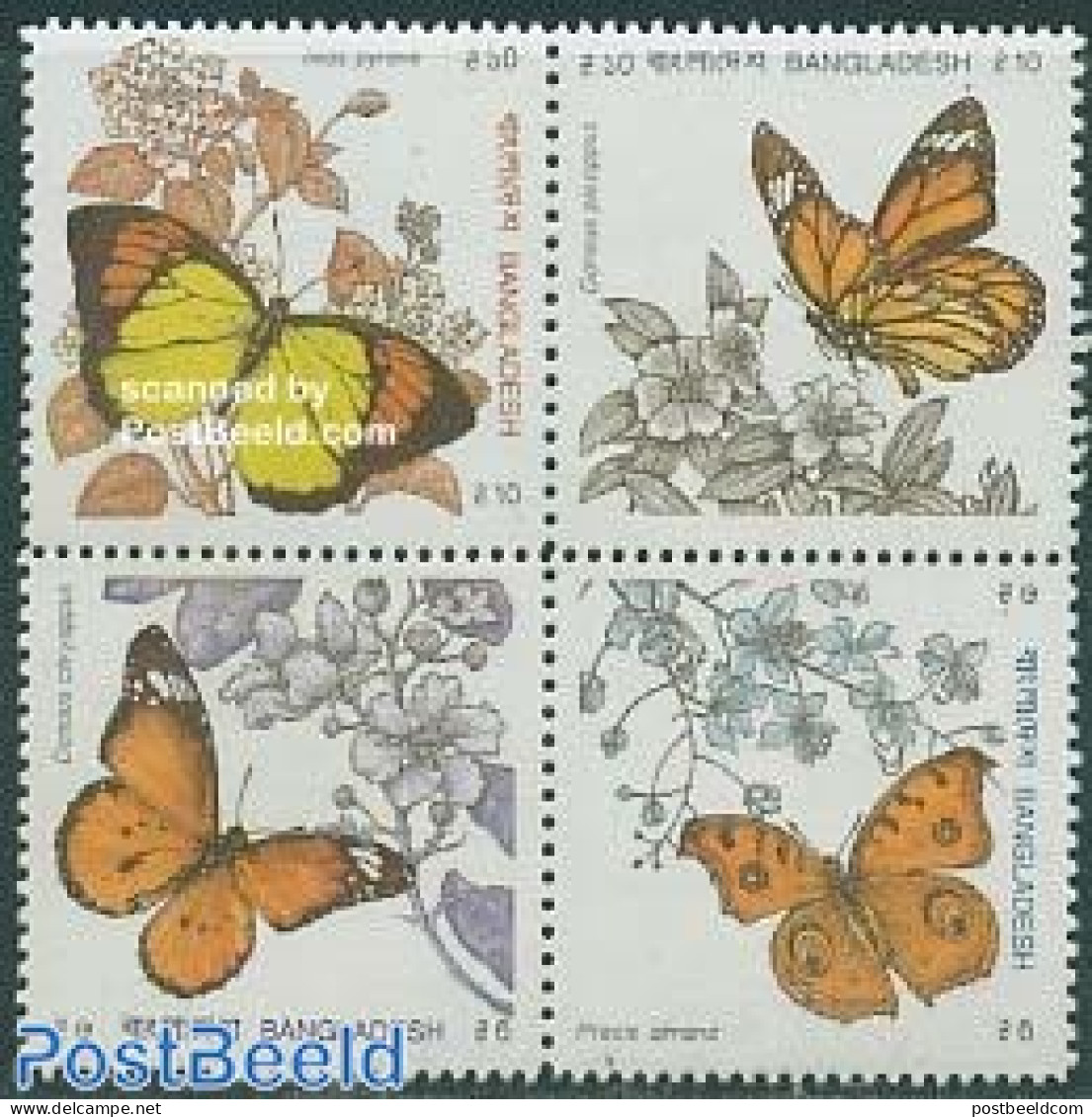 Bangladesh 1990 Butterflies 4v [+], Mint NH, Nature - Butterflies - Bangladesh