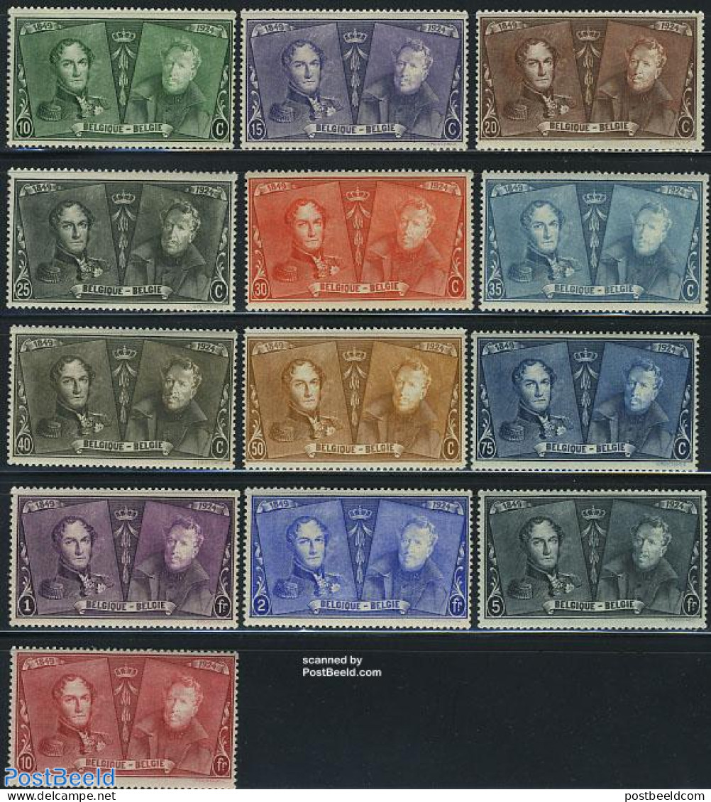 Belgium 1925 75 Years Stamps 13v, Unused (hinged), History - Kings & Queens (Royalty) - Nuevos