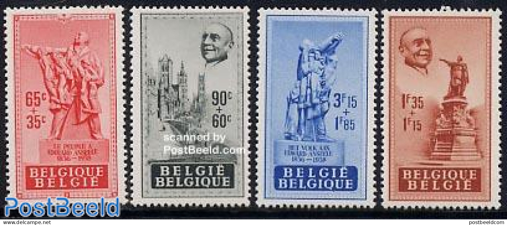 Belgium 1948 Anseele Fund 4v, Mint NH, Transport - Railways - Art - Bridges And Tunnels - Sculpture - Ungebraucht