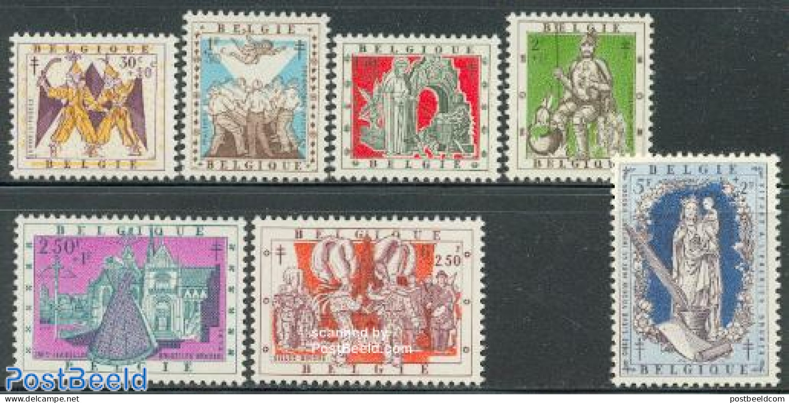 Belgium 1957 Anti Tuberculosis 7v, Mint NH, Health - Various - Anti Tuberculosis - Folklore - Art - Fairytales - Unused Stamps