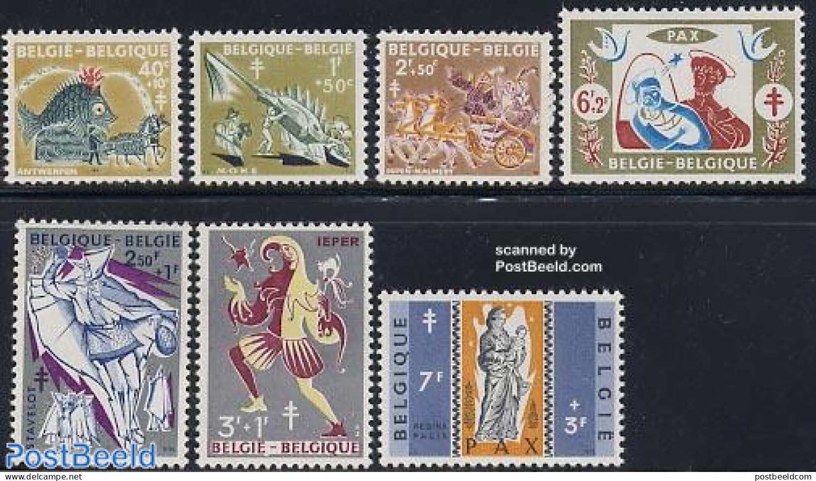 Belgium 1959 Anti Tuberculosis 7v, Mint NH, Health - Nature - Various - Anti Tuberculosis - Cats - Folklore - Neufs