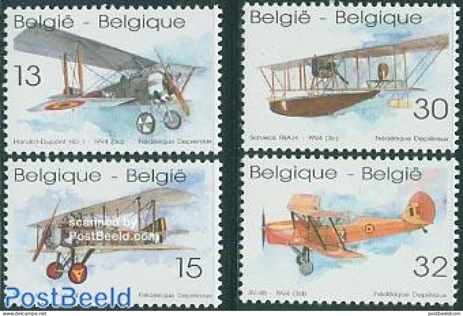 Belgium 1994 Aeroplane History 4v, Mint NH, Transport - Aircraft & Aviation - Unused Stamps