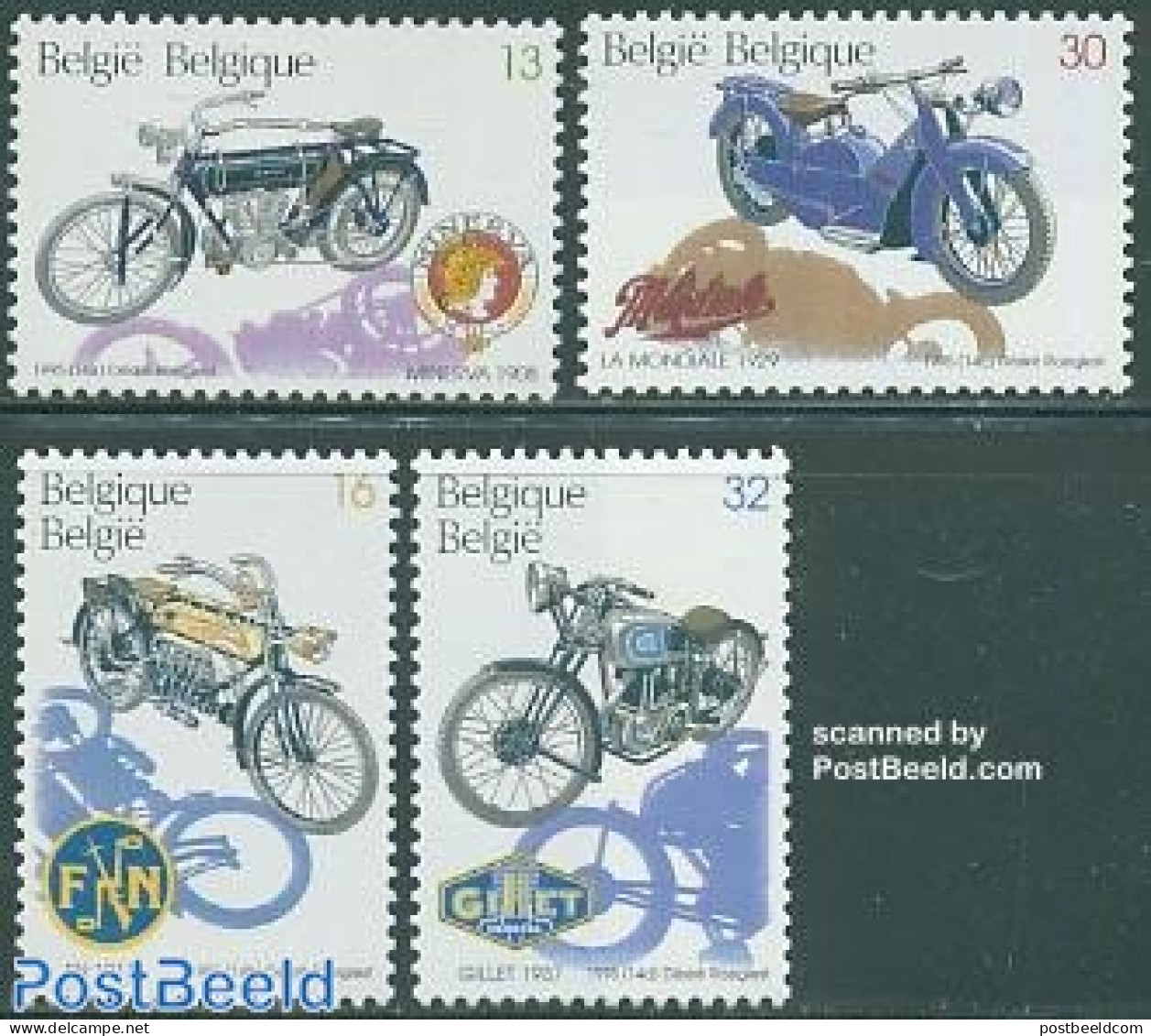 Belgium 1995 Motorcycles 4v, Mint NH, Transport - Motorcycles - Unused Stamps