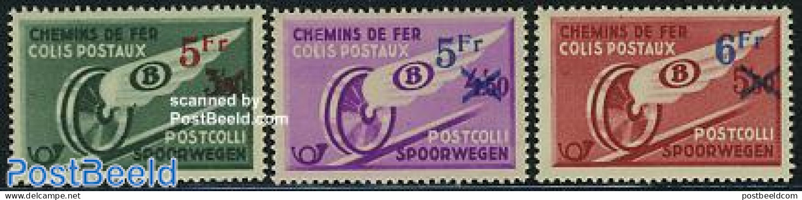 Belgium 1938 Parcel Stamps 3v, Unused (hinged), Transport - Railways - Ongebruikt