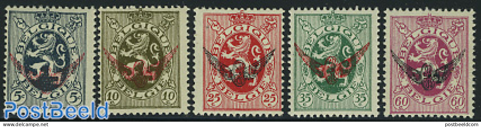 Belgium 1929 On Service Overprints 5v, Mint NH, Transport - Railways - Other & Unclassified