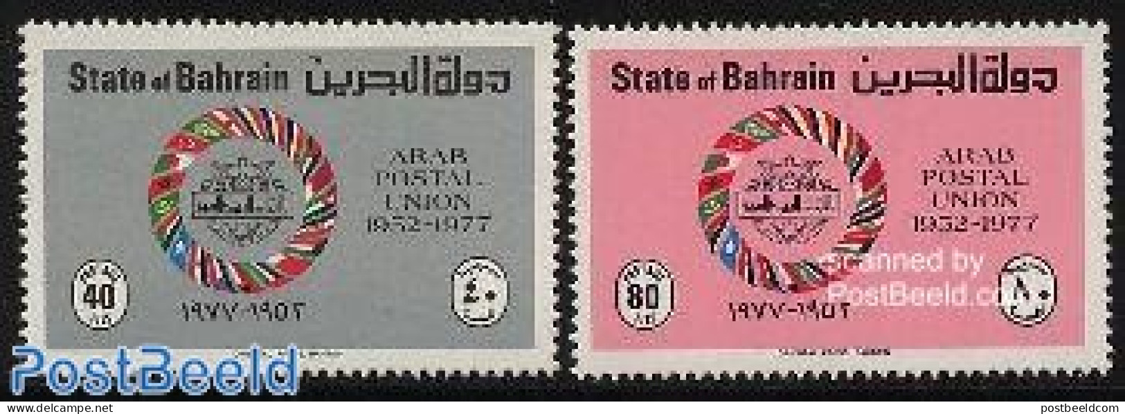 Bahrain 1977 Arab Postal Union 2v, Mint NH, History - Flags - Post - Post