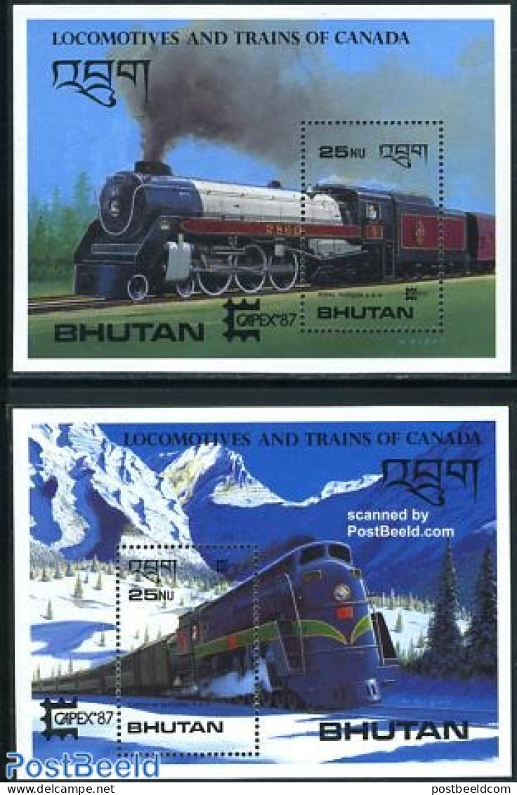 Bhutan 1987 Capex, Railways 2 S/s, Mint NH, Transport - Railways - Trains
