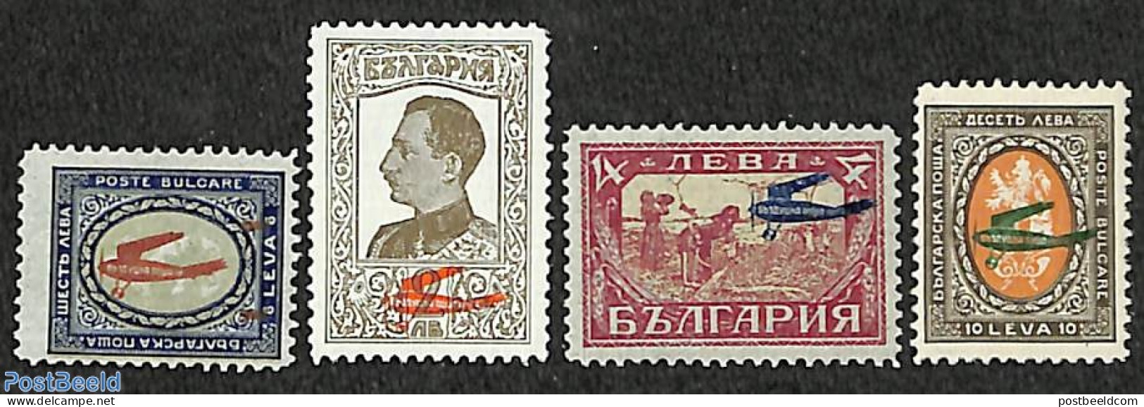 Bulgaria 1927 Airmail Overprints 4v, Mint NH, Transport - Aircraft & Aviation - Nuovi