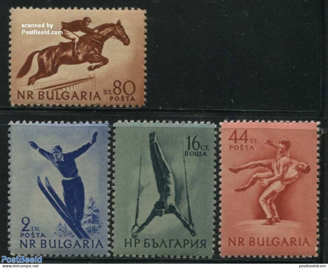 Bulgaria 1954 Sports 4v, Mint NH, Nature - Sport - Horses - Boxing - Skiing - Sport (other And Mixed) - Ongebruikt