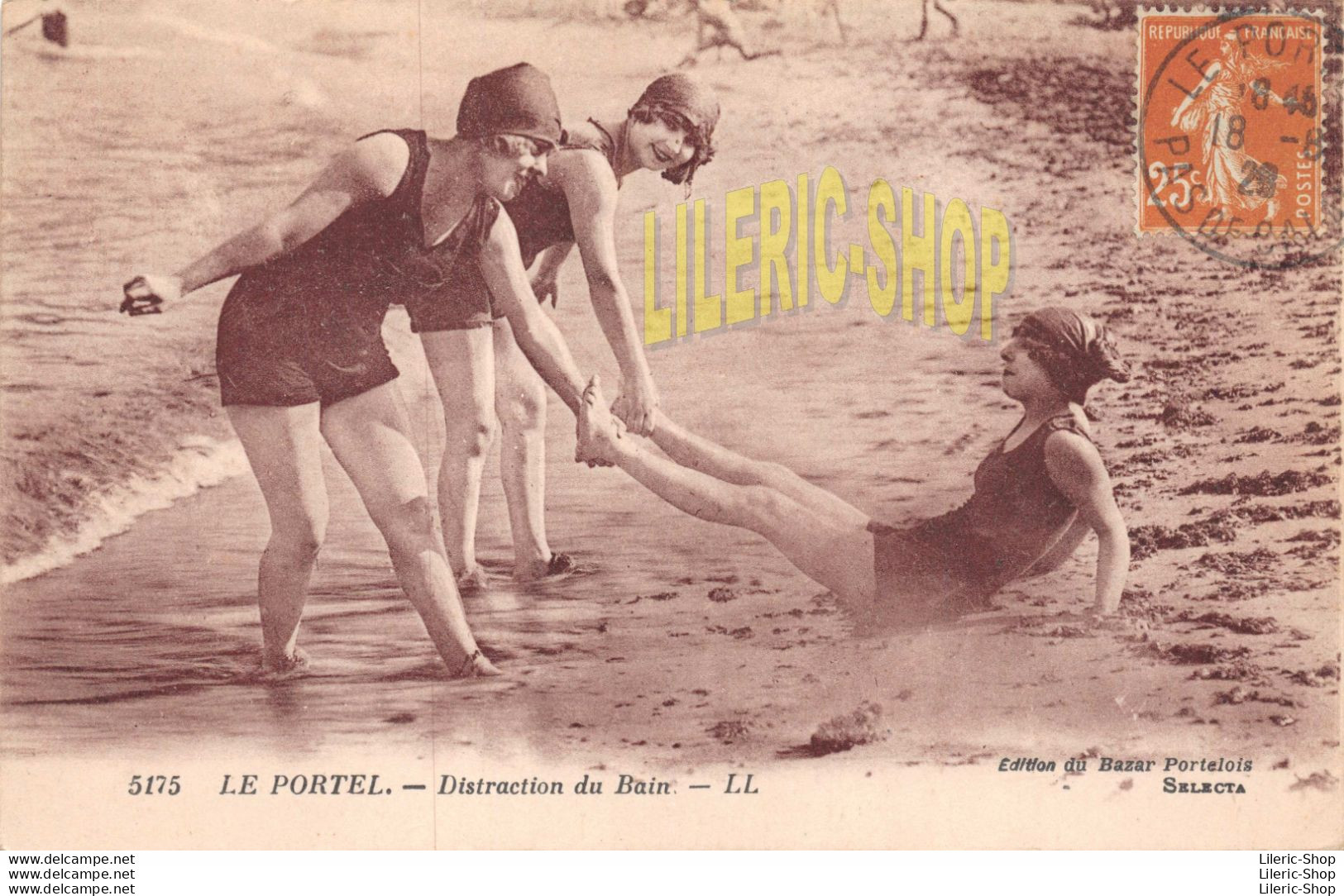 LE PORTEL (62) CPA 1928  DISTRACTION DU BAIN # JEUNES FEMMES EN MAILLOT DE BAIN # ÉDIT. DU BAZAR PORTELOIS - Le Portel