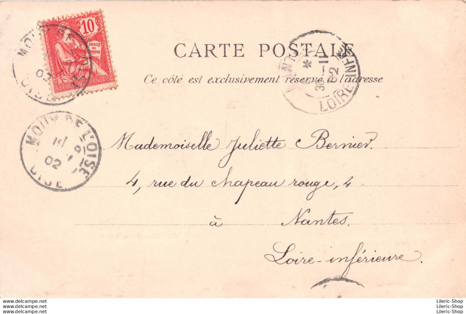 MOUY (60) CPA PRÉCURSEUR 1902 HÔTEL DE VILLE # BICYCLETTE CYCLISTE # GROUPE D'ENFANTS IMPR. JEANNE D'ARC - Mouy