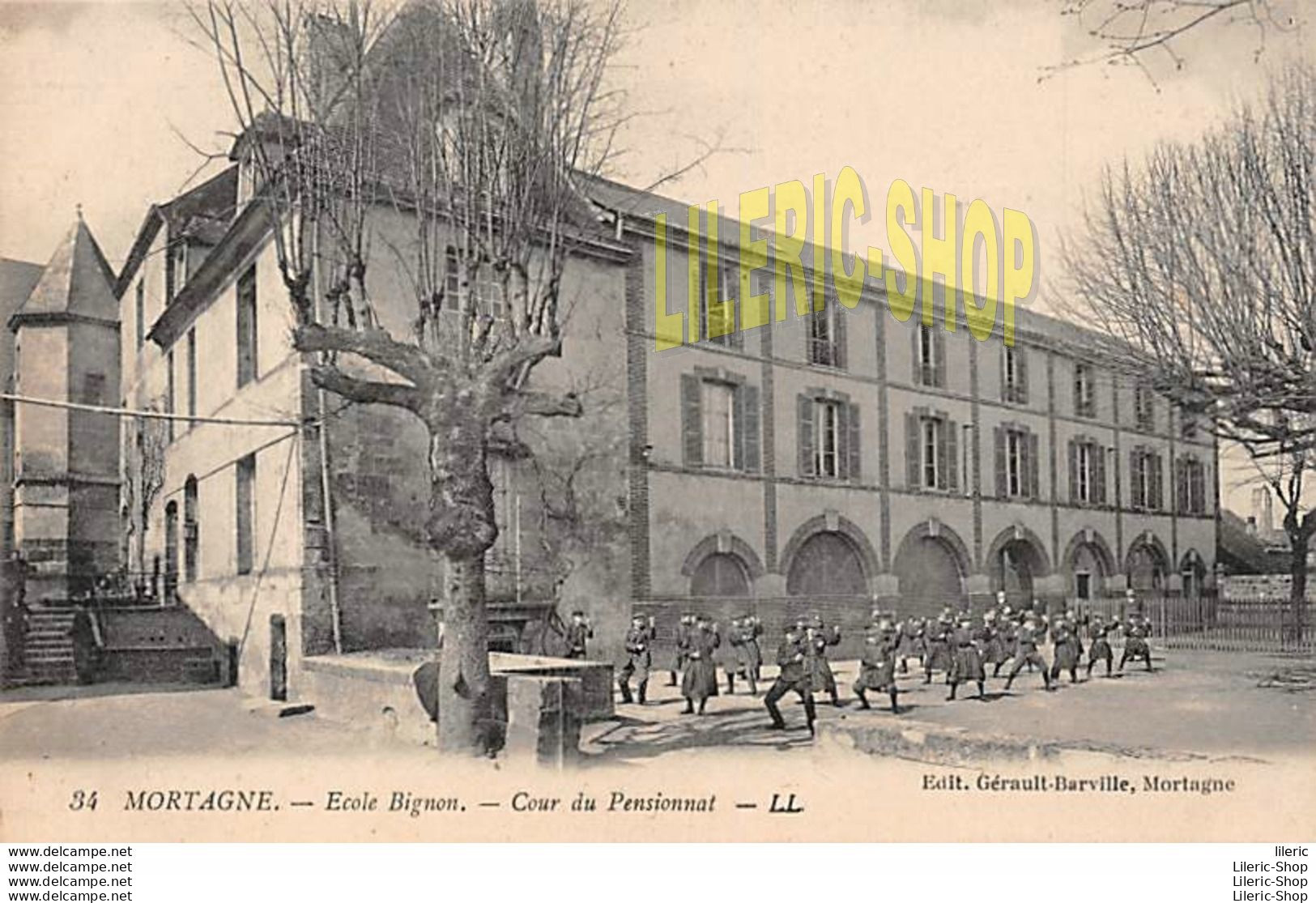 MORTAGNE (61) CPA ± 1920  ÉCOLE BIGNON - COUR DU PENSIONNAT # ENSEIGNEMENT # Edit. Gerault-Barville, Mortagne - Mortagne Au Perche