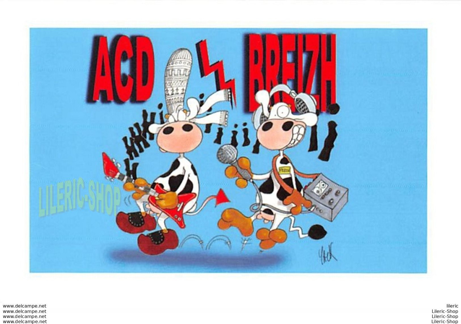 ACD / BREIZH - HUMOUR # VACHES # ROCK'N ROLL # DESSIN PAR JACQUES BOSSÉ Dit YACK - ÉDIT. STEF - Vaches