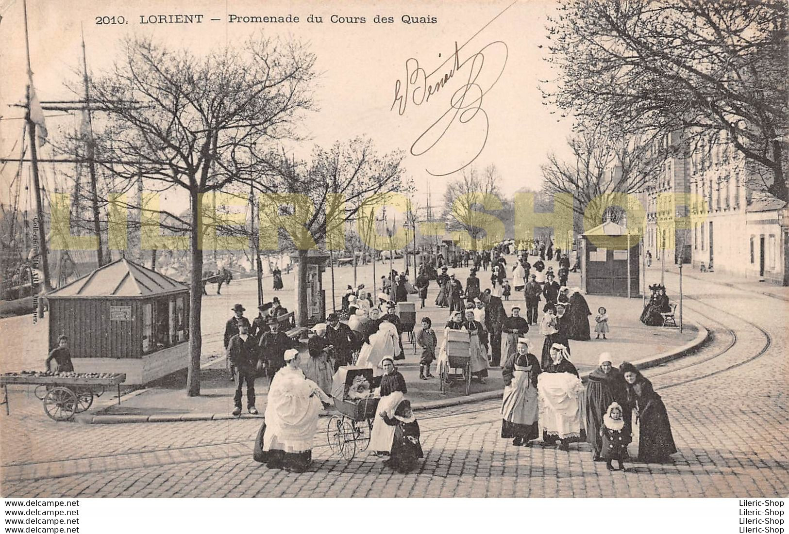 LORIENT (56) CPA PRÉCURSEUR 1902 PROMENADE DU COURS DES QUAIS # LANDAUS # COSTUMES- ÉDIT. V.ILLARD N°2010 - Lorient