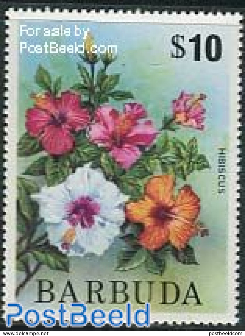 Barbuda 1975 Definitive $10 1v, Mint NH, Nature - Flowers & Plants - Barbuda (...-1981)