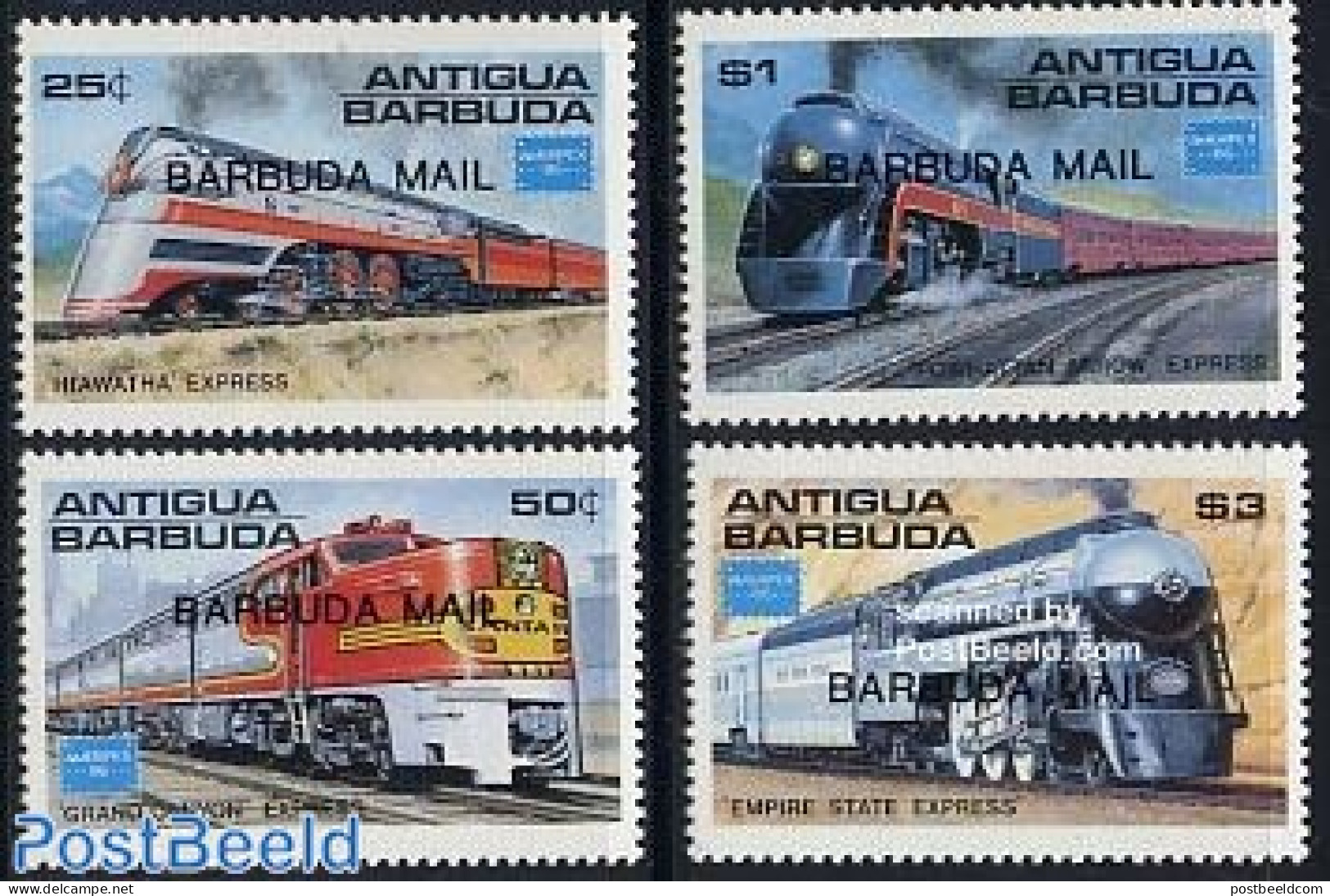 Barbuda 1986 Railways 4v, Mint NH, Transport - Railways - Treinen