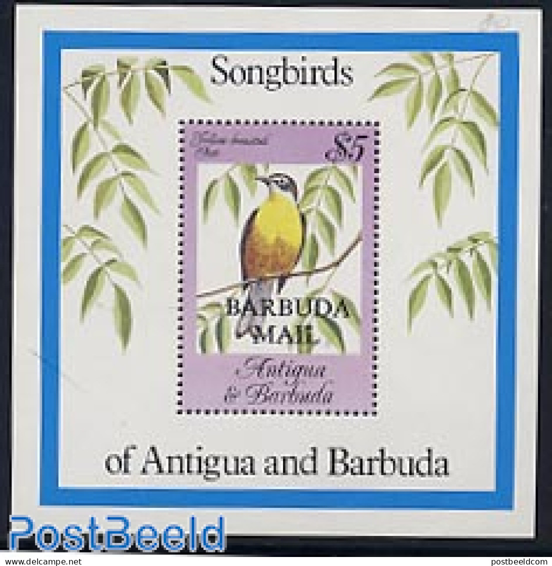 Barbuda 1984 Songbirds S/s, Mint NH, Nature - Birds - Barbuda (...-1981)