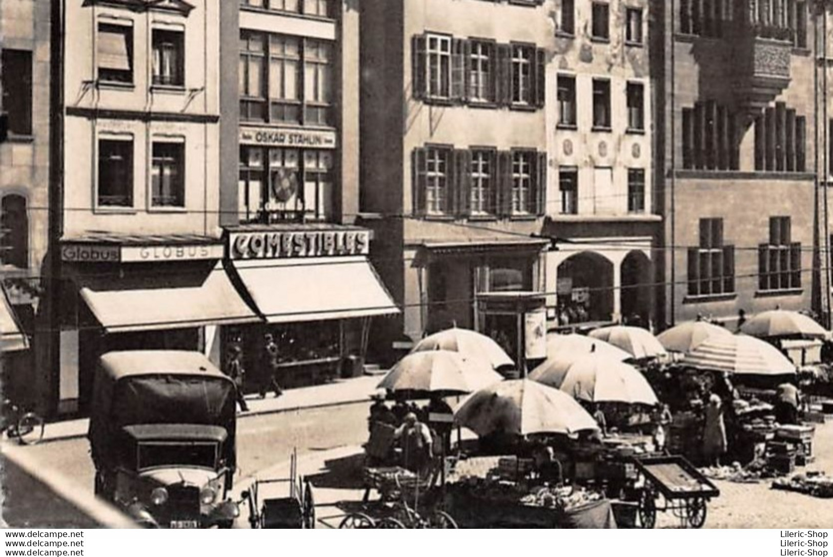 AK ± 1950►BASEL : Schönes Anblick Auf Die Markplatz Mit Alter LKW ▬ Photo U. Verlag Gebr. Frey, Basel - Andere & Zonder Classificatie