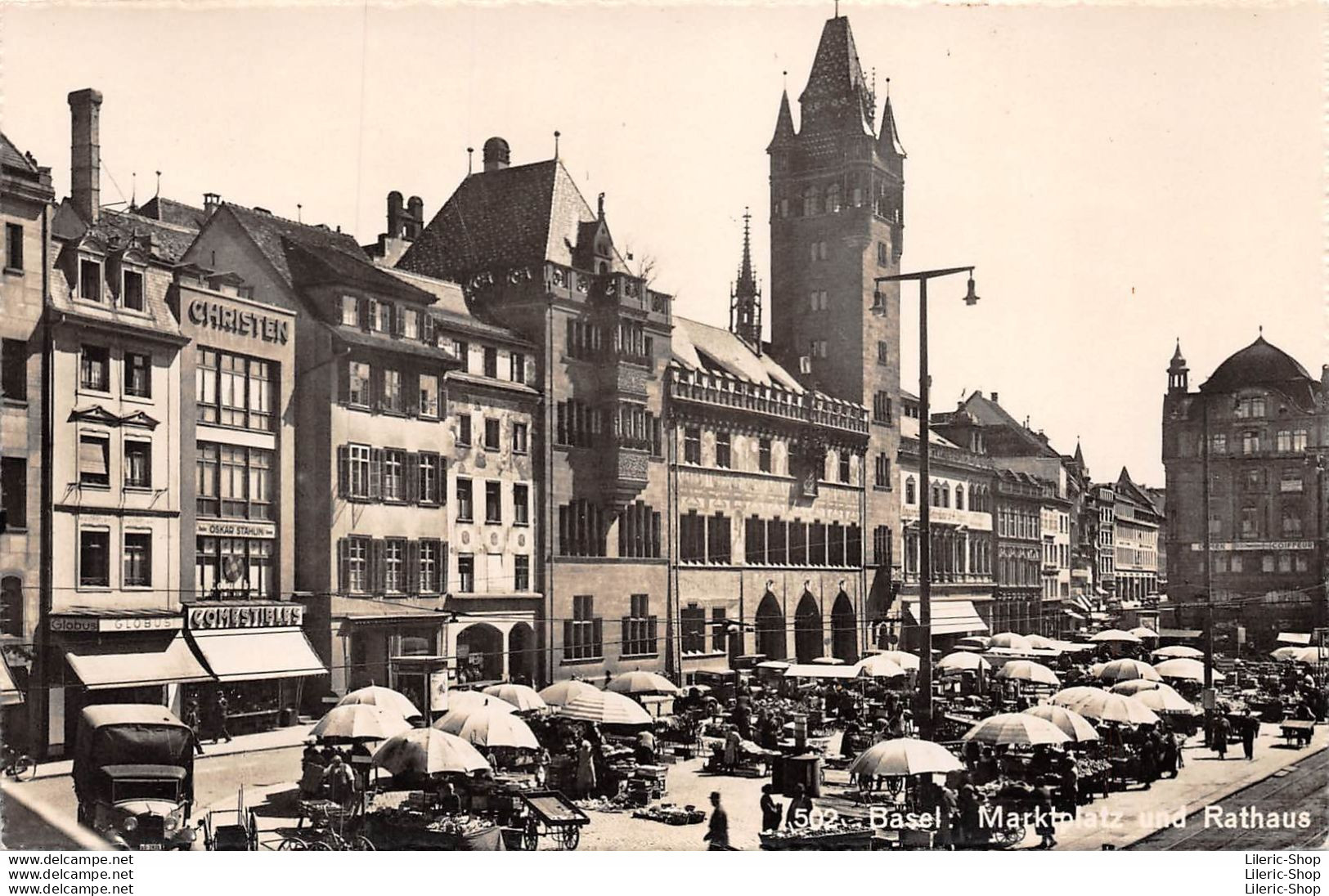 AK ± 1950►BASEL : Schönes Anblick Auf Die Markplatz Mit Alter LKW ▬ Photo U. Verlag Gebr. Frey, Basel - Otros & Sin Clasificación
