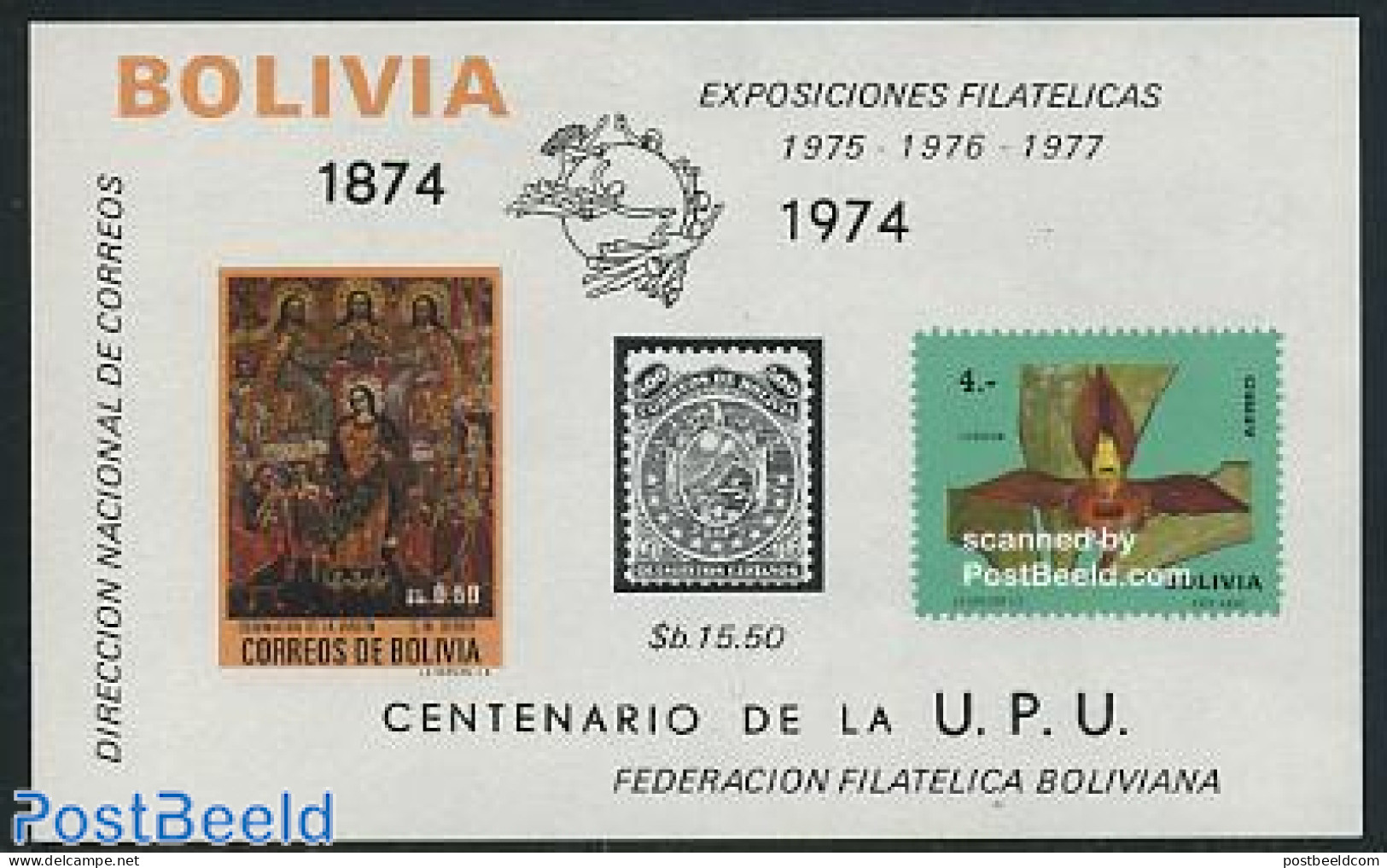 Bolivia 1974 Events S/s, Mint NH, Nature - Orchids - U.P.U. - U.P.U.
