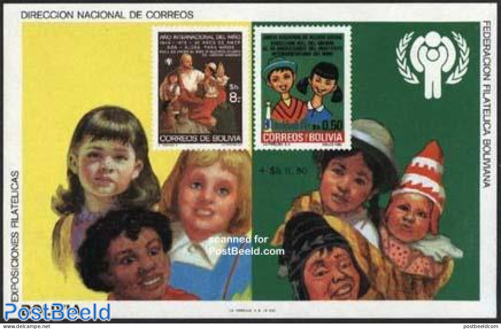 Bolivia 1980 Int. Year Of The Child S/s, Mint NH, Various - Stamps On Stamps - Stamps On Stamps