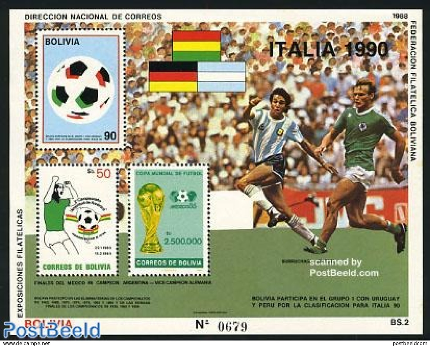 Bolivia 1988 World Cup Football S/s, Mint NH, Sport - Football - Bolivien