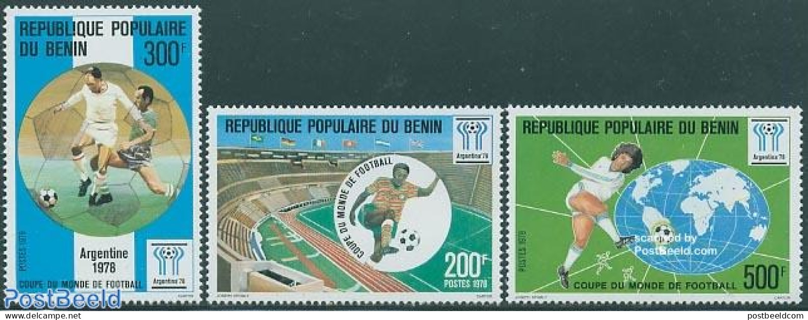 Benin 1978 World Cup Football Argentina 3v, Mint NH, Sport - Football - Sport (other And Mixed) - Nuovi