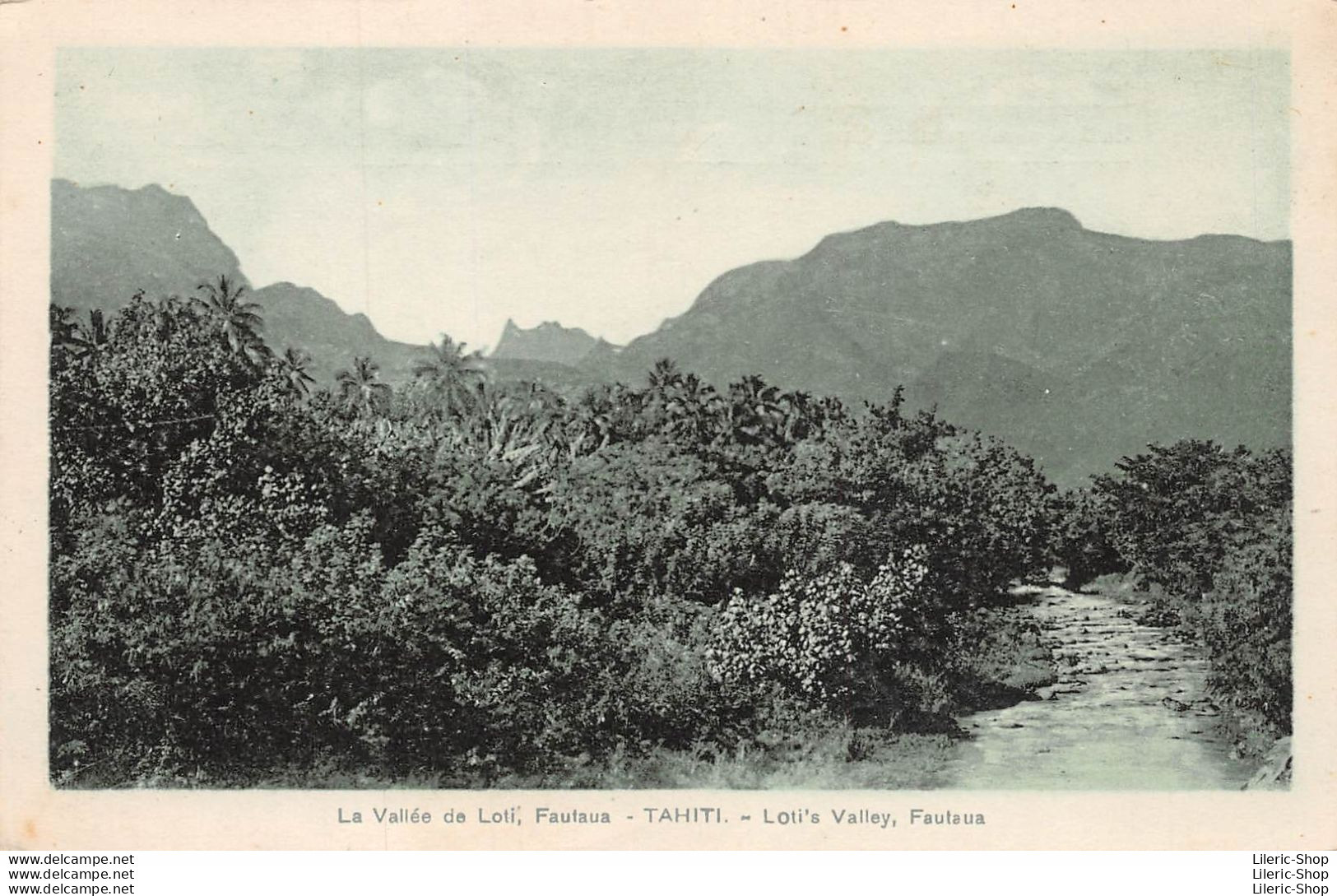 VINTAGE POSTCARD TAHITI . LA VALLEE DE LOTI , FAUTAUA -  MAGASIN SPITZ PAPEETE - Tahiti