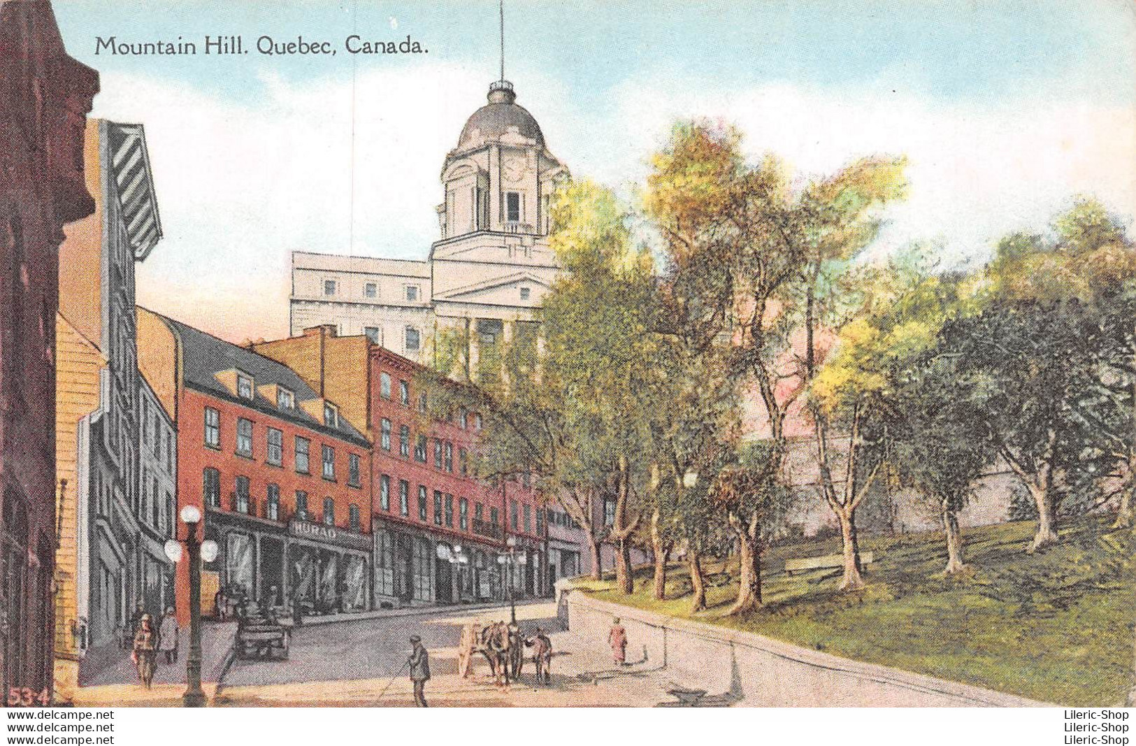 VINTAGE POSTCARD  ±1920 - Québec, Mountain Hill With Horse Hitch  - The Post Card & Greeting Card CO LTD., TORONTO - Québec - La Cité