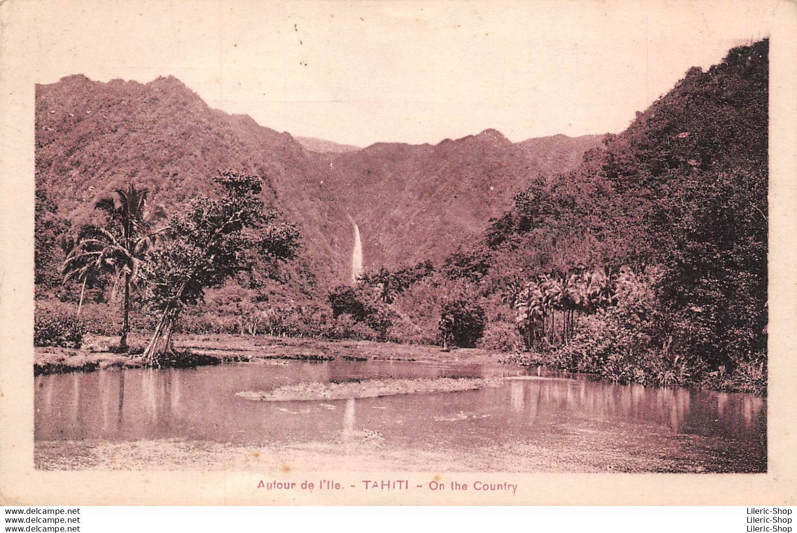 VINTAGE POSTCARD TAHITI -  AUTOUR DE L'ILE TAHITI ON THE COUNTRY-  MAGASIN SPITZ PAPEETE - Tahiti