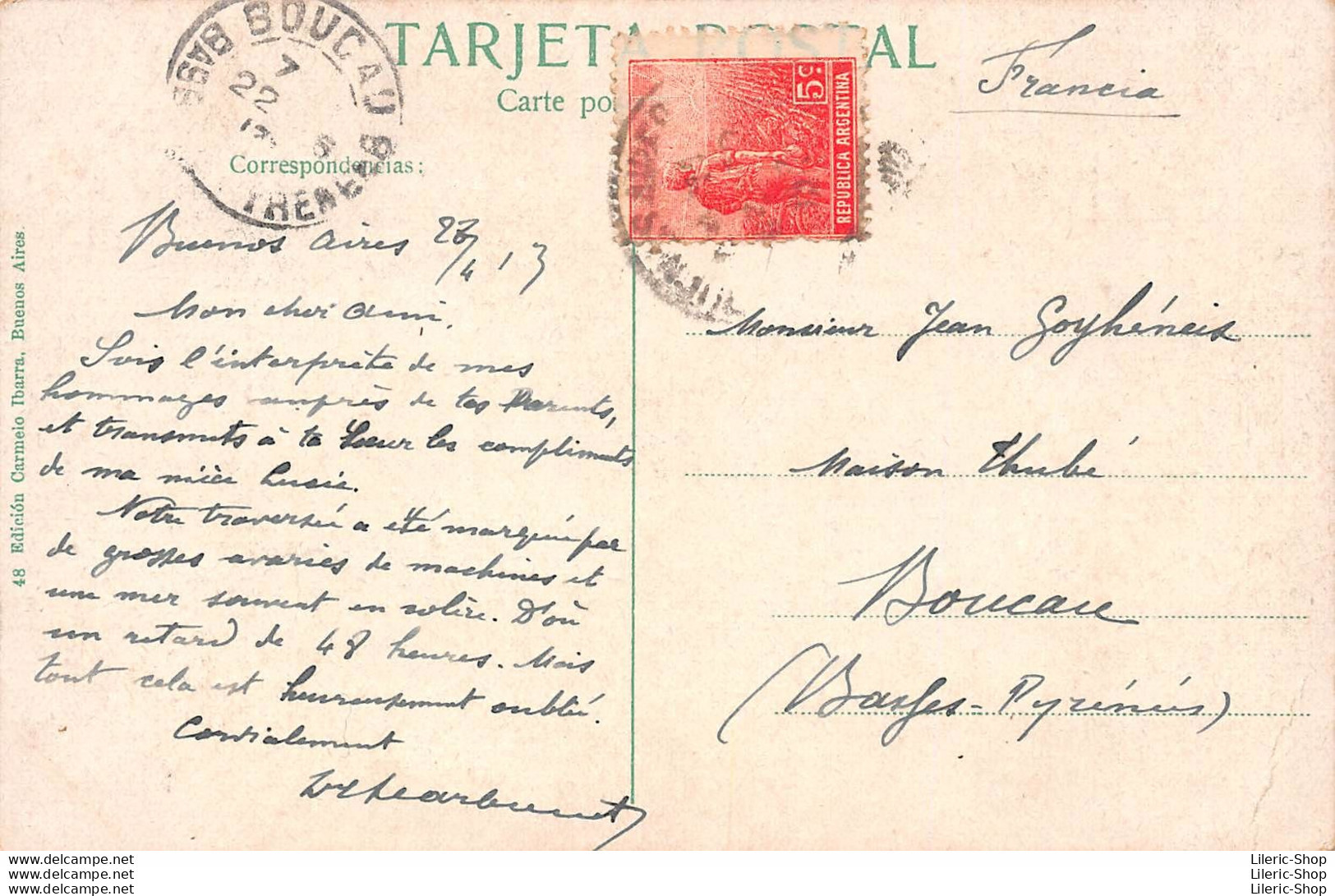 VINTAGE POSTCARD  1913 - BUENOS AIRES - La Caja Internacional - Argentinien