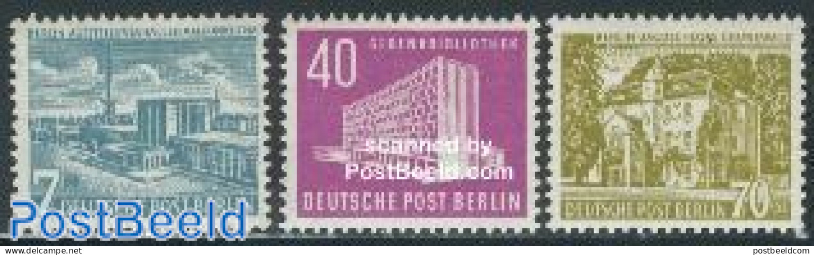 Germany, Berlin 1954 Definitives 3v, Mint NH, Art - Architecture - Unused Stamps