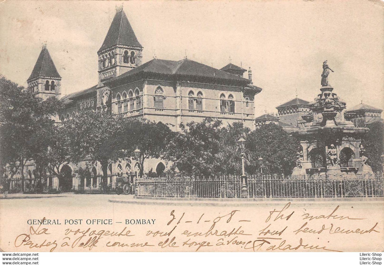 CPA 1908 - BOMBAY - General Post Office - Indien