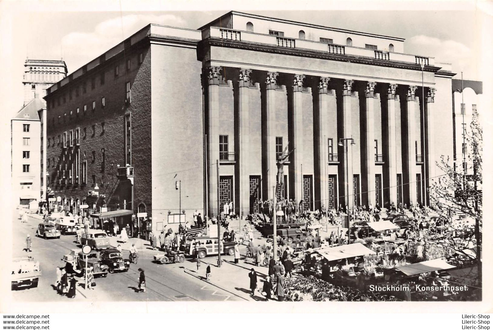 CPSM AK 1958 - Sweden Stockholm Konserthuset Concert Hall & Market View - Suède